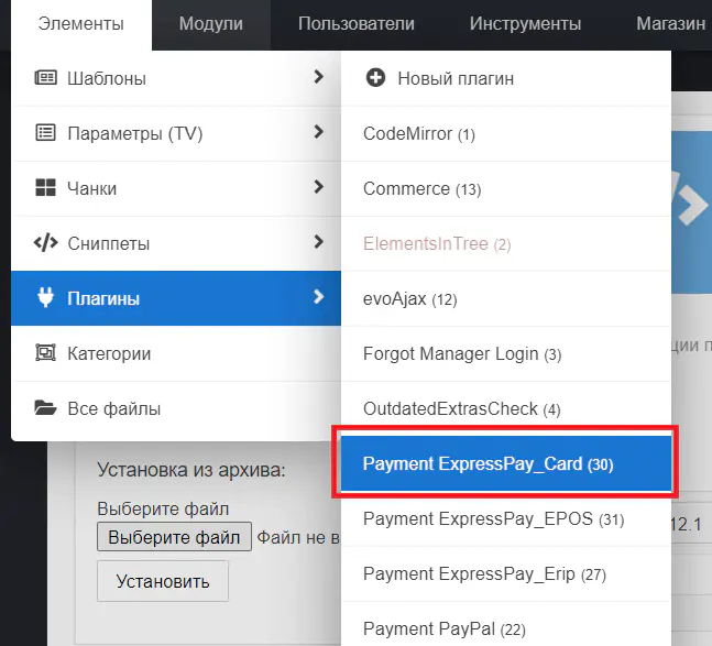Рисунок 4 &ndash; выбор плагина
