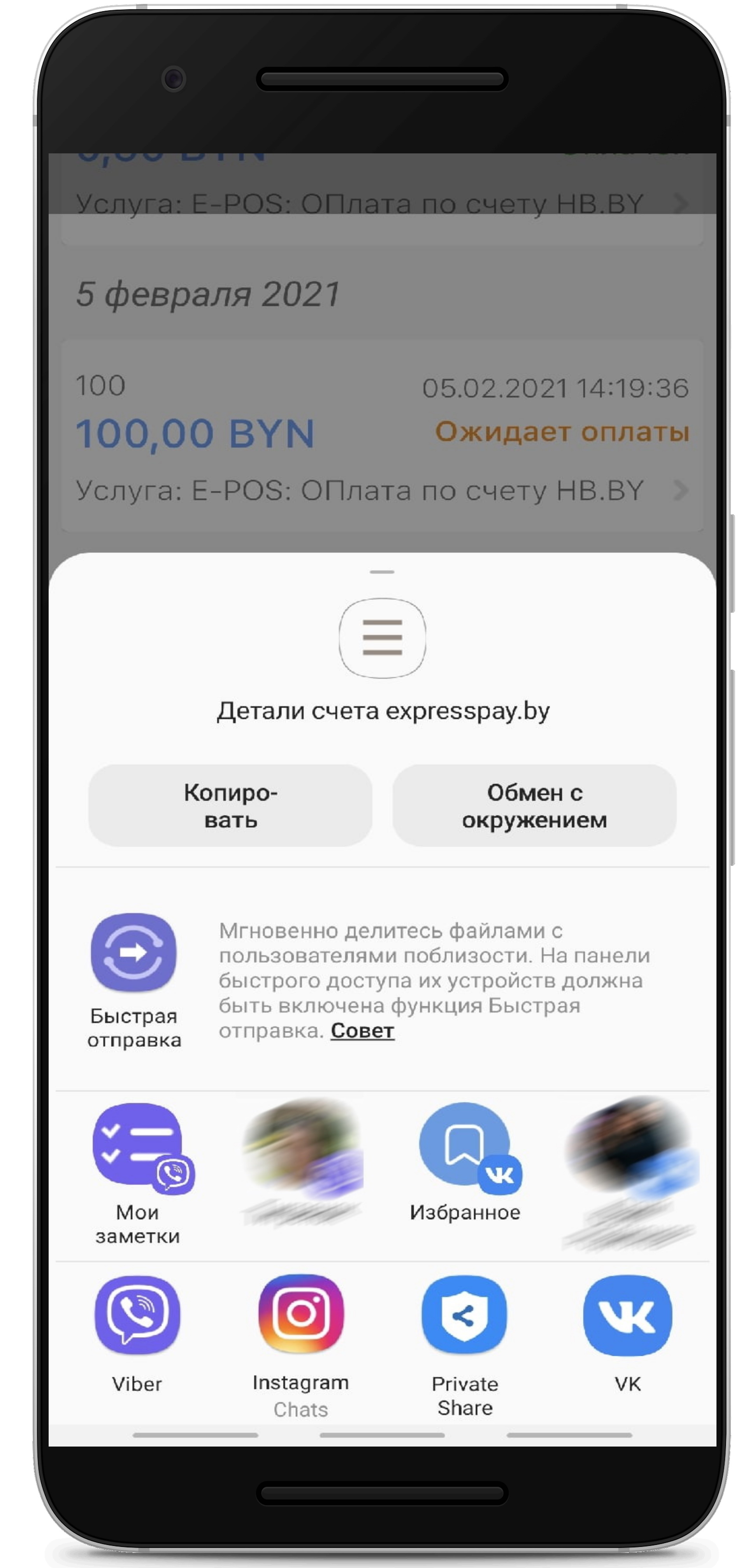 Рисунок 7 - Публичный счет для отправки клиенту