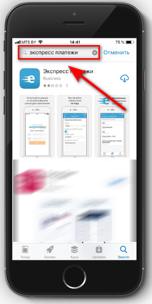 Рисунок 1 - Результаты поиска приложения «Экспресс Платежи» в App Store